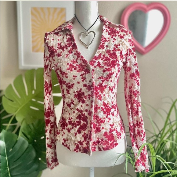 INC International Concepts Floral Lace Blouse - Picture 1 of 7